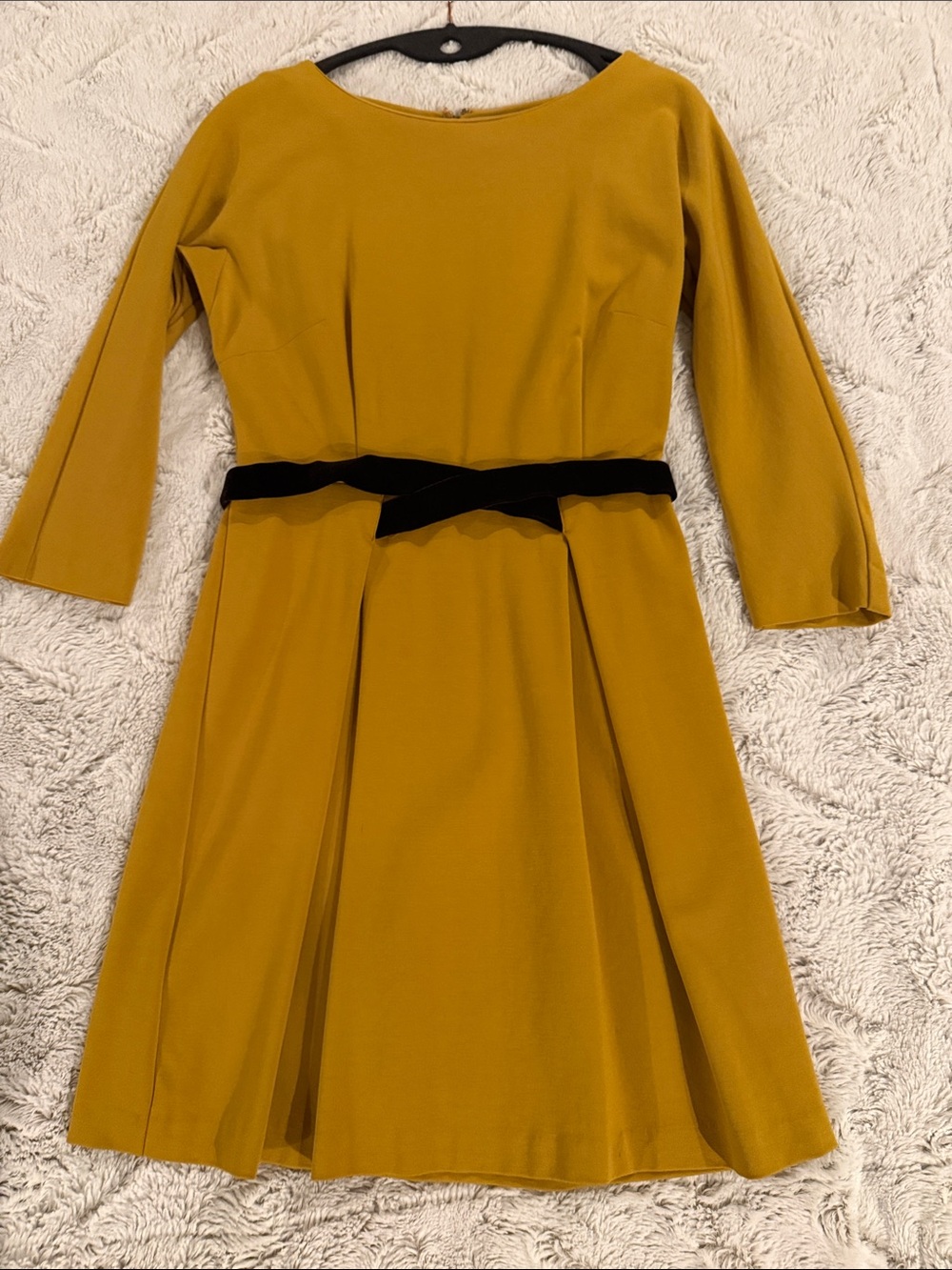 Anthropologie Mustard Yellow Mini Dress with Black Belt